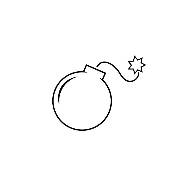 炸弹线图标，矢量插图。平面设计风格。矢量炸弹图标插图孤立的白色背景图片下载