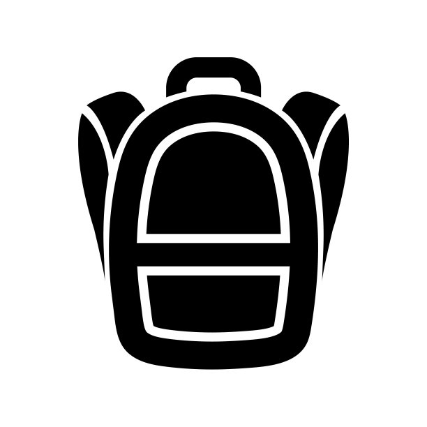 背包图标，标志孤立的白色背景图片下载