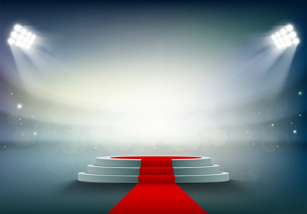 有红地毯的圆形舞台或讲台图片下载