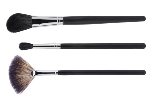 化妆刷，孤立在白色背景。俯视图图片下载