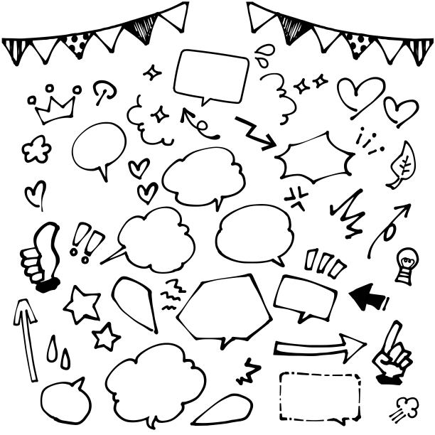 插图套可爱的讲话气泡材料与手写风格流行图片下载