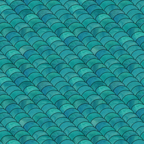 抽象几何鱼鳞波浪日本无缝图案图片下载