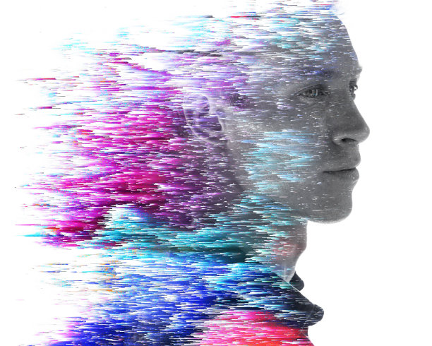 一幅结合了数字插图的肖像图片下载