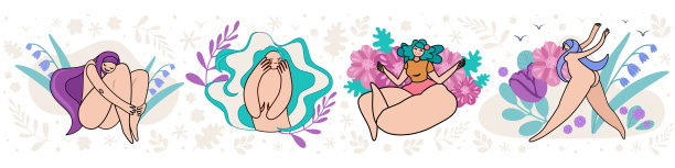 一套插图的大女人，身体积极和爱的身体。矢量图图片下载