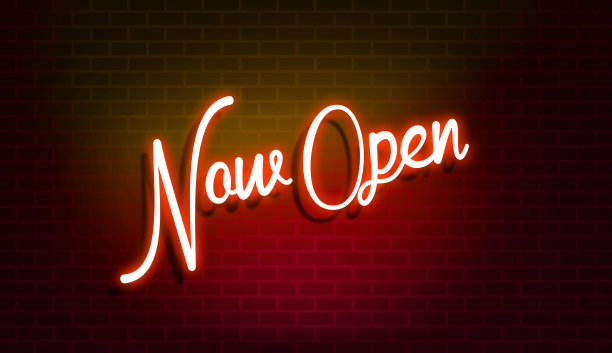 Open Sign |为广告活动提供霓虹灯效果。图片下载