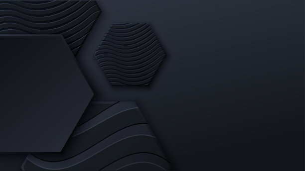 黑色蜂窝陶瓷。六角形几何模式。最小的黑色背景蜂窝状现代封面，广告横幅，网页。图片下载