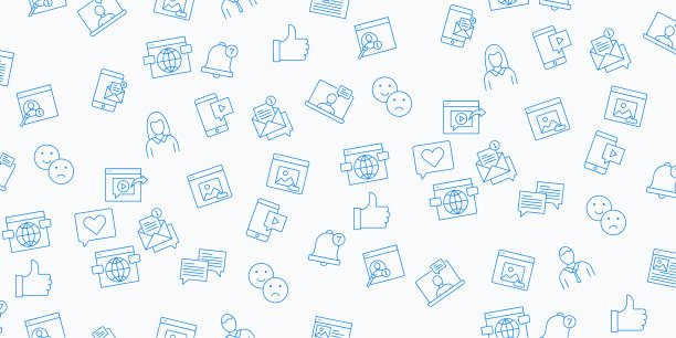 社交媒体线图标设置模式图片下载