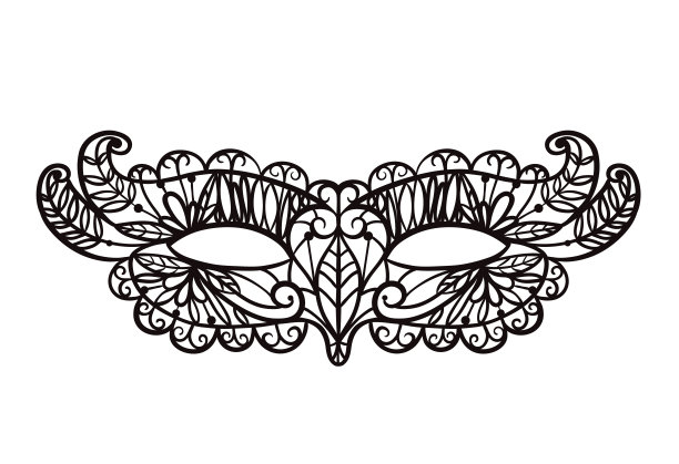 莱西狂欢节面具孤立在白色的背景。矢量图形。图片下载