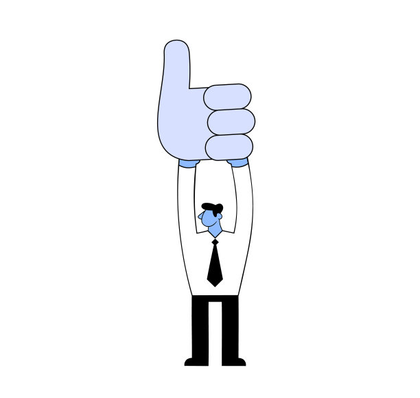 兴高采烈的商人在他的头上举着一个大大的像的标志。成功的社会化媒体营销理念。平面向量插图。孤立在白色背景上。图片下载