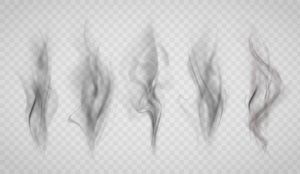 黑烟的质感。孤立在透明背景上图片下载