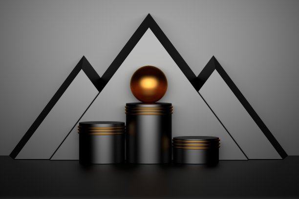 抽象的几何构图与基本的金黑形状图片下载