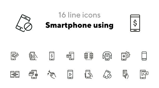 智能手机使用线图标设置图片下载