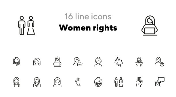 女性权利线图标集图片下载