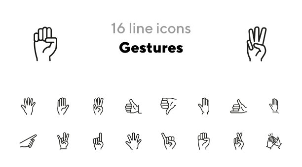 手势线条图标集图片下载