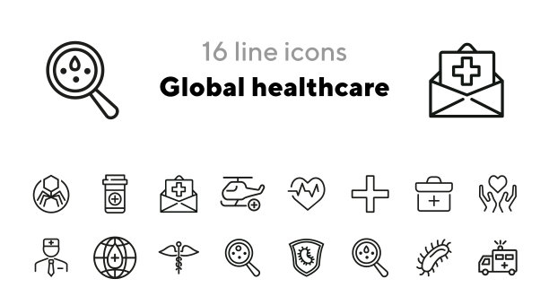 全局医疗保健线图标集图片下载