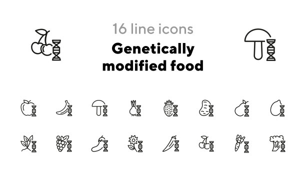 转基因食品线图标设置。草莓、土豆图片下载