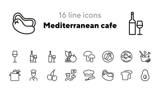 地中海咖啡线图标设置图片下载