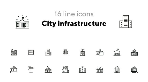 城市基础设施线路图标设置图片下载