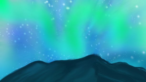 北极光和山画图片下载