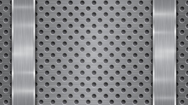 金属背景与孔和两个抛光板图片下载