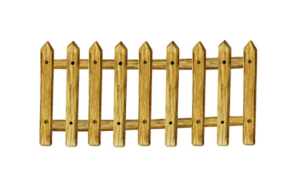 棕色的木栅栏。树篱插图在水彩图片下载