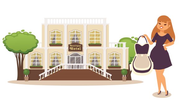 酒店服务员制服，女人卡通人物，人物矢量插画图片下载