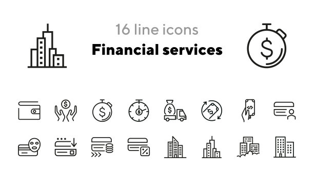 金融服务线图标设置图片下载