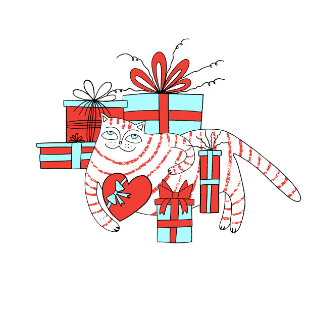 带猫的生日贺卡图片下载