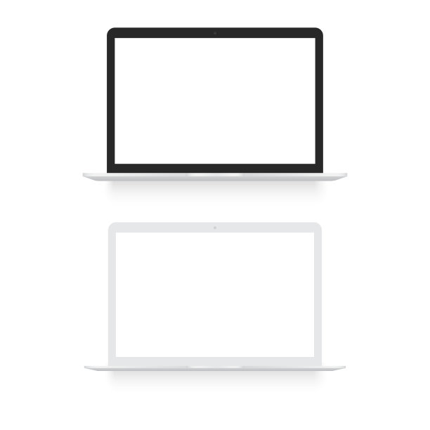 笔记本电脑真实的模型风格的电脑。向量。图片下载