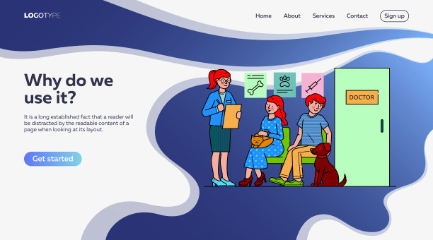 带着宠物排队等医生的人图片下载