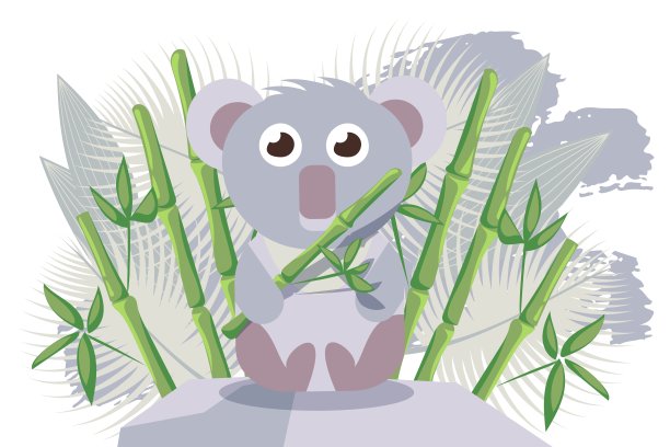 考拉澳洲动物，可爱的卡通人物，矢量插图图片下载