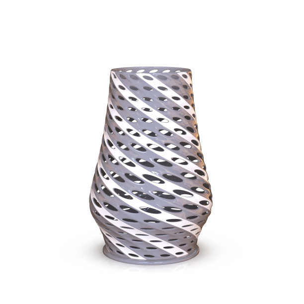 装饰花瓶灰色与白色条纹上的白色背景。图片下载