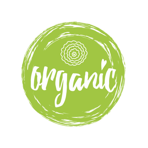 印刷矢量字母标志有机成绿色圆圈框架为标志，标签，徽章，不干胶图片下载