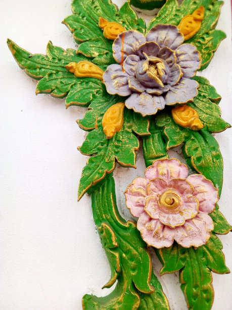 美丽的花灰泥图案，特写图片下载