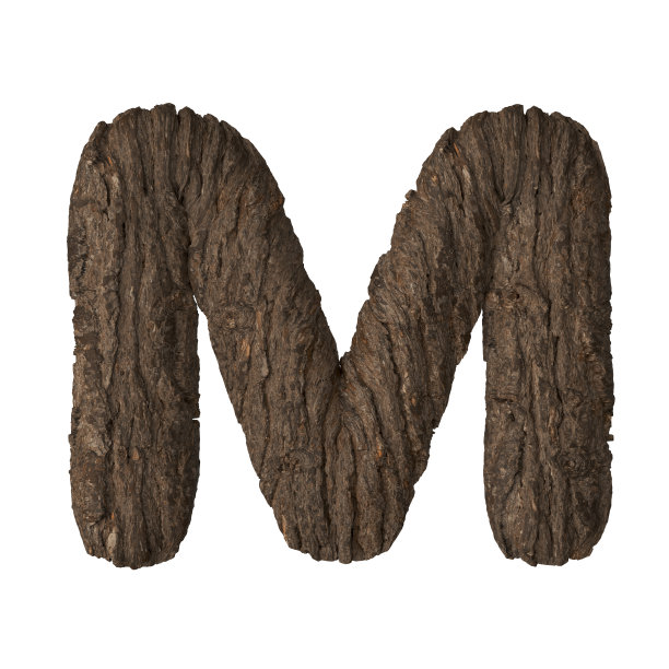 树皮字母M - 3D插图图片下载