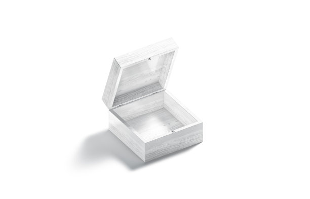空白白色打开木质礼品盒模型，侧视图图片下载