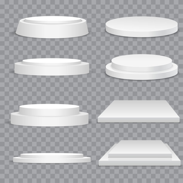 一套圆形和方形的3d空讲台与台阶。矢量模型。图片下载