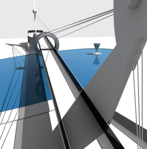 现代建筑。建筑设计。水池上的人行桥。图片下载