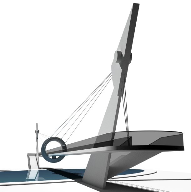 现代建筑。建筑设计。水池上的人行桥。图片下载