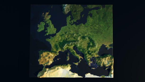 浮雕地图的欧洲- 3D渲染图片下载