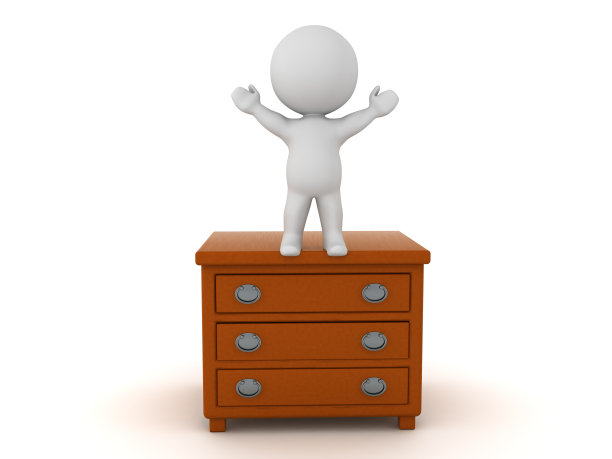 3D角色站在梳妆台衣柜的顶部图片下载