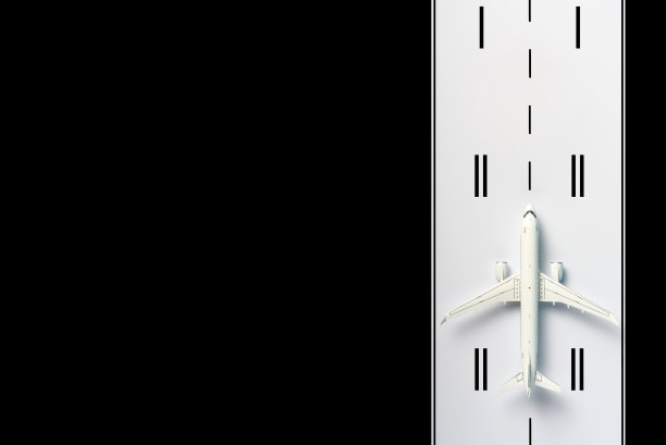 黑色背景客机跑道留白模板图片下载
