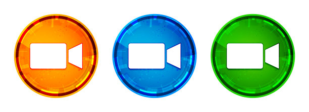 摄像头图标闪亮抽象圆形按钮设置插图图片下载