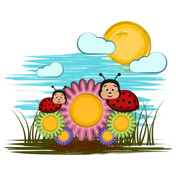 卡通可爱快乐的瓢虫图片下载