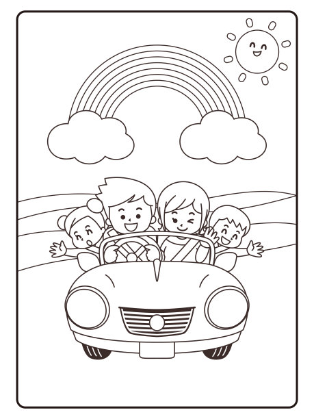 开车和家人在一起。彩色书图片下载