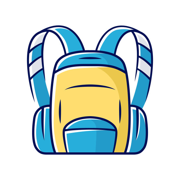 双肩包，登山包的颜色图标。拿行李，行李。旅游、旅游设备、项目。野营，旅行，旅行包，书包，背包，背包。孤立的矢量图图片下载