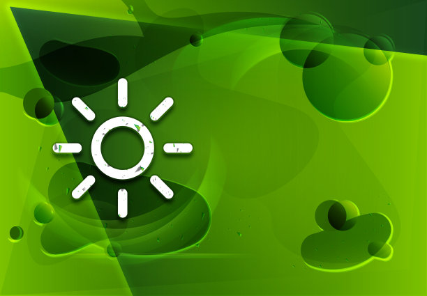 屏幕亮度太阳图标玻璃时尚抽象绿色背景插图素材图片