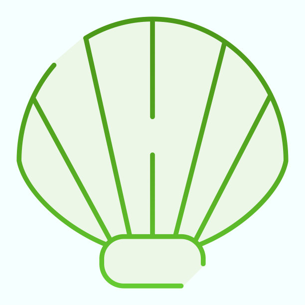 壳平面图标。黑色贝壳特写插图孤立在白色。扇贝海贝梯度风格设计，为网页和应用设计。Eps 10。图片下载