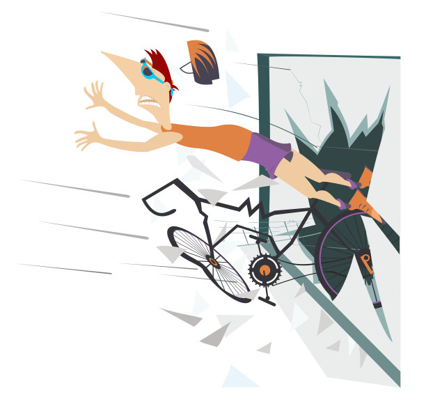 自行车，自行车和破窗插图图片下载
