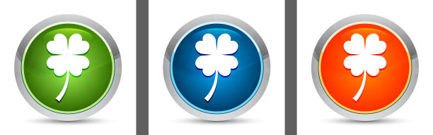 幸运四叶草图标现代设计圆形按钮设置插图图片下载